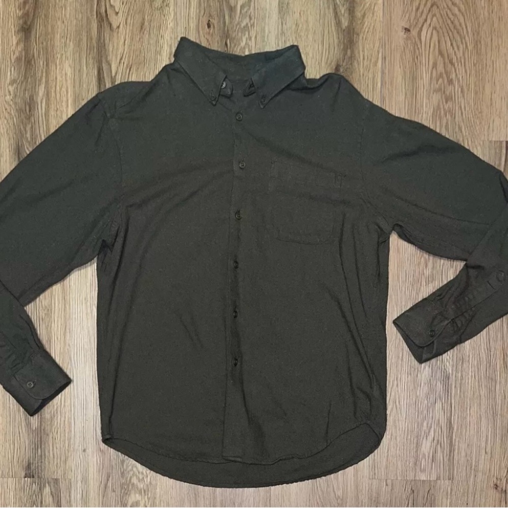 Naked & Famous Easy Shirt - Cotton Silk Blend Twill - Army Men’s Size Large